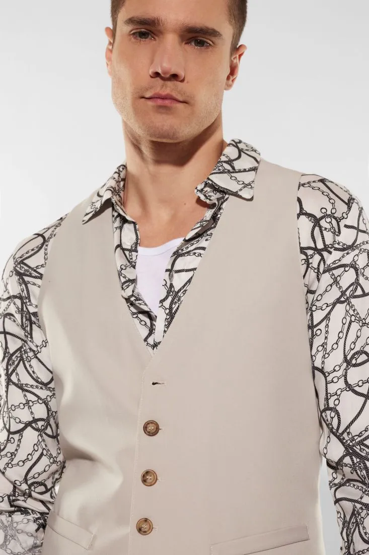 Gilet monocolour con bottoni e martingala