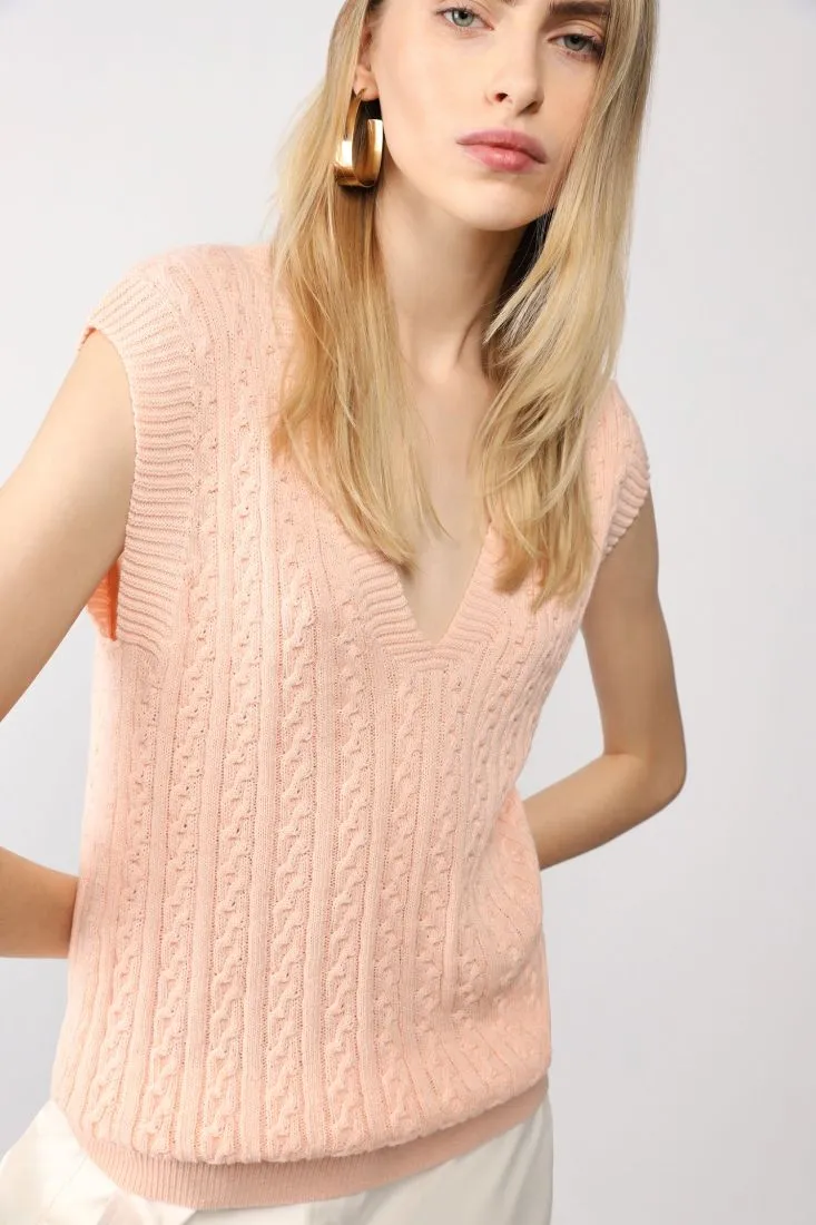 Gilet monocolour con lavorazione intrecciata