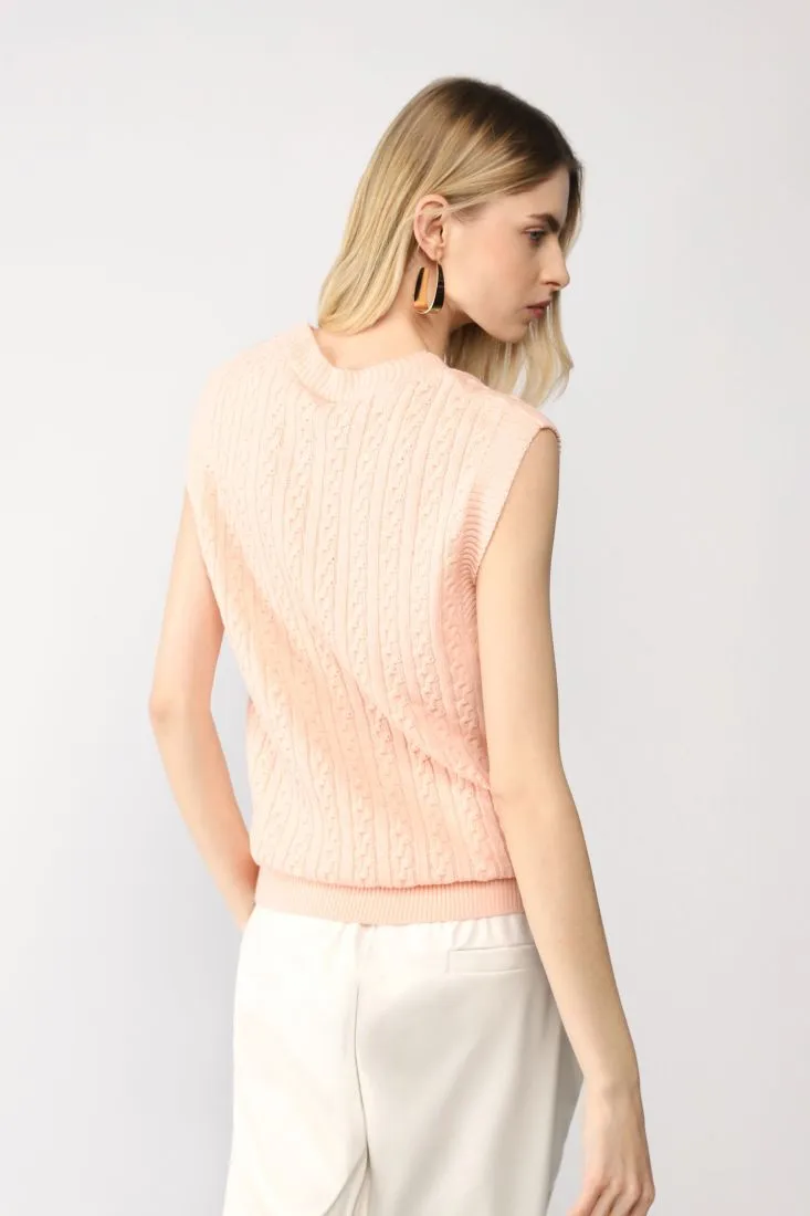 Gilet monocolour con lavorazione intrecciata