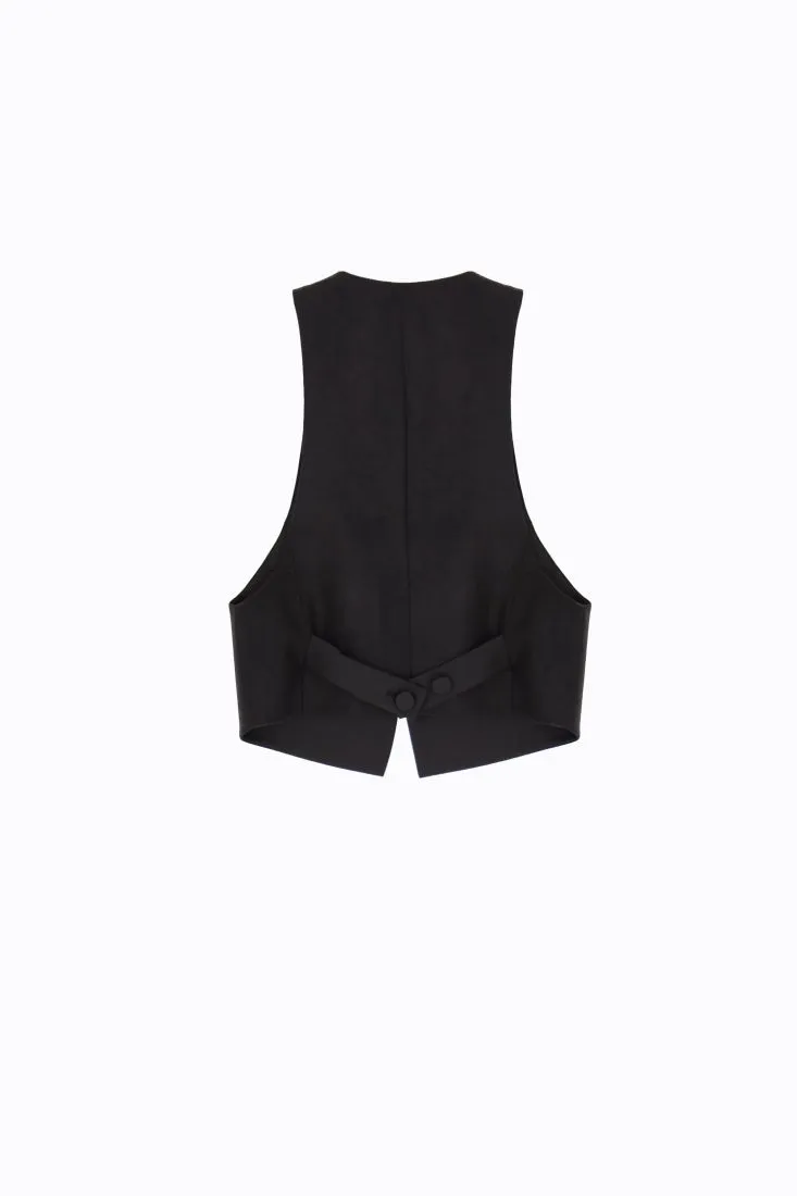 Gilet monocolour con rever e bottone