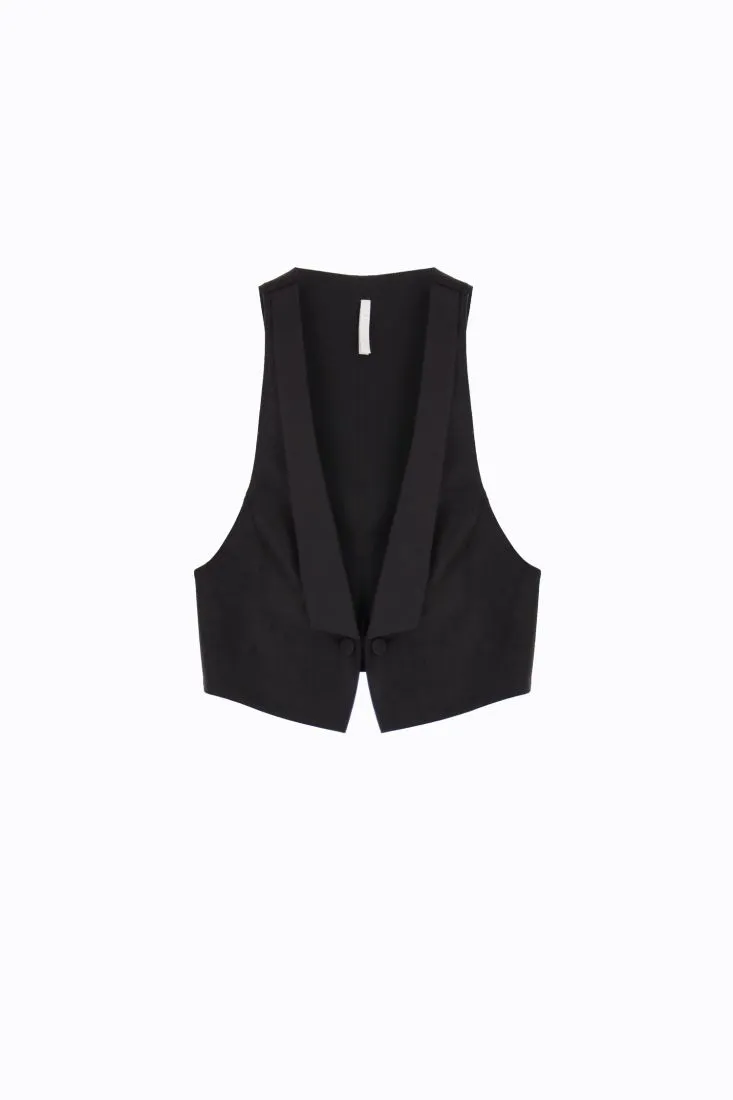 Gilet monocolour con rever e bottone