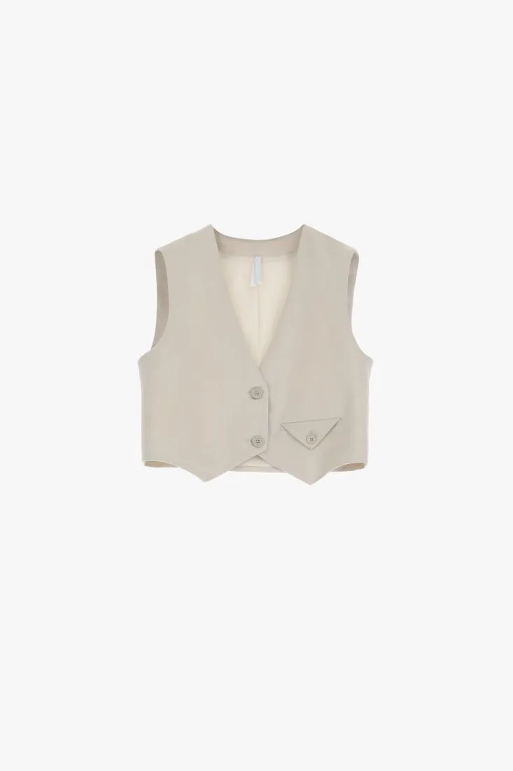 Gilet monopetto con taschino a filetto
