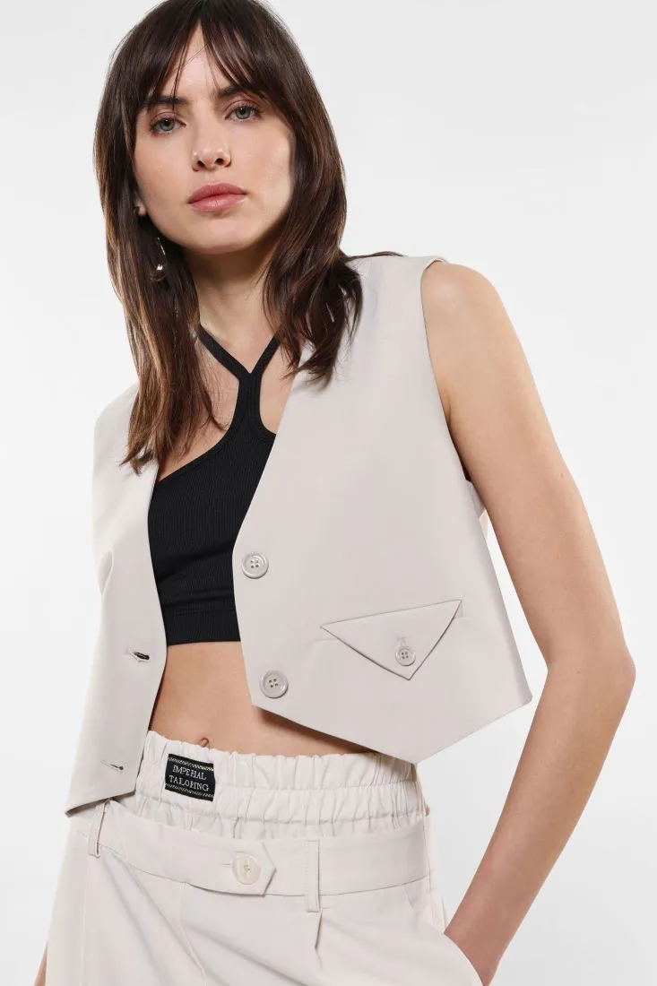 Gilet monopetto con taschino a filetto