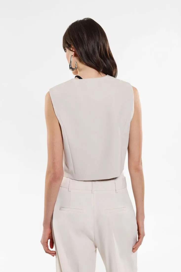 Gilet monopetto con taschino a filetto