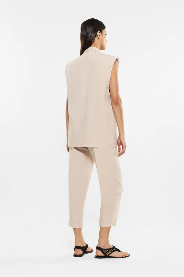 Gilet monopetto con volant applicato a contrasto