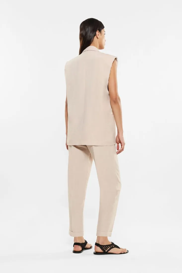 Gilet monopetto con volant applicato a contrasto