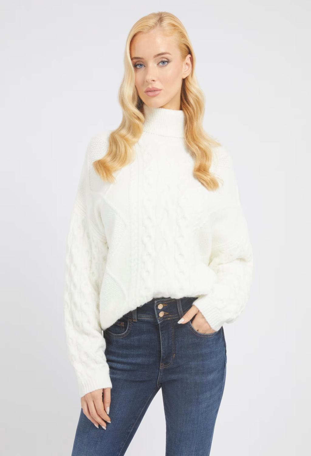 GUESS  maglione intrecciato panna