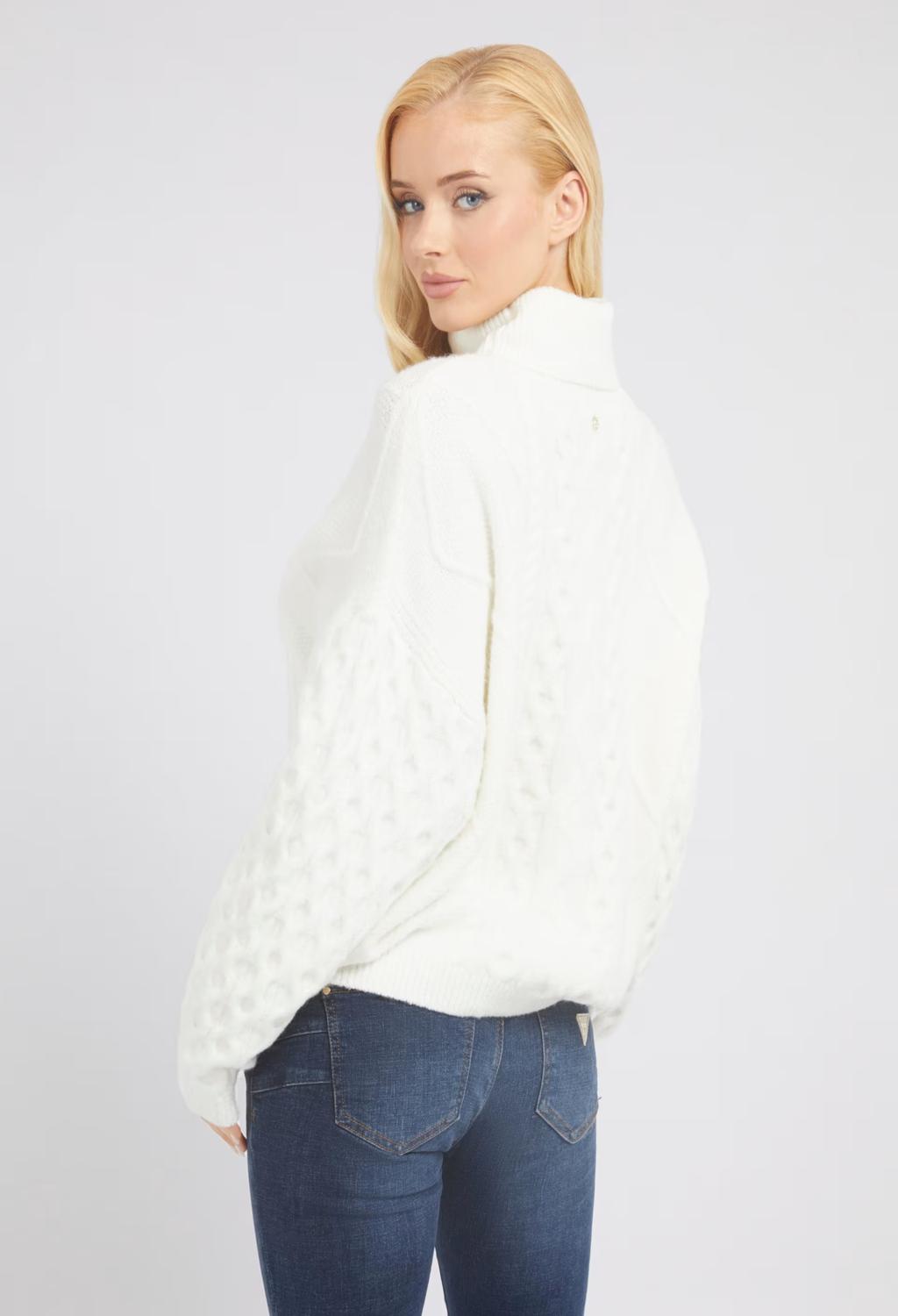 GUESS  maglione intrecciato panna