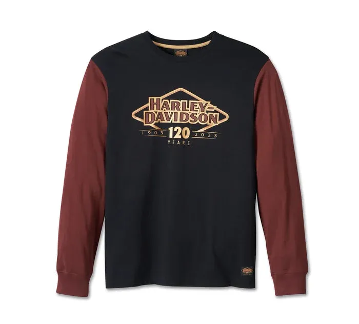 HARLEY DAVIDSON Maglia Colorblock 120° Anniversario da uomo - A blocchi di colore - Black Beauty REF.96569-23VM