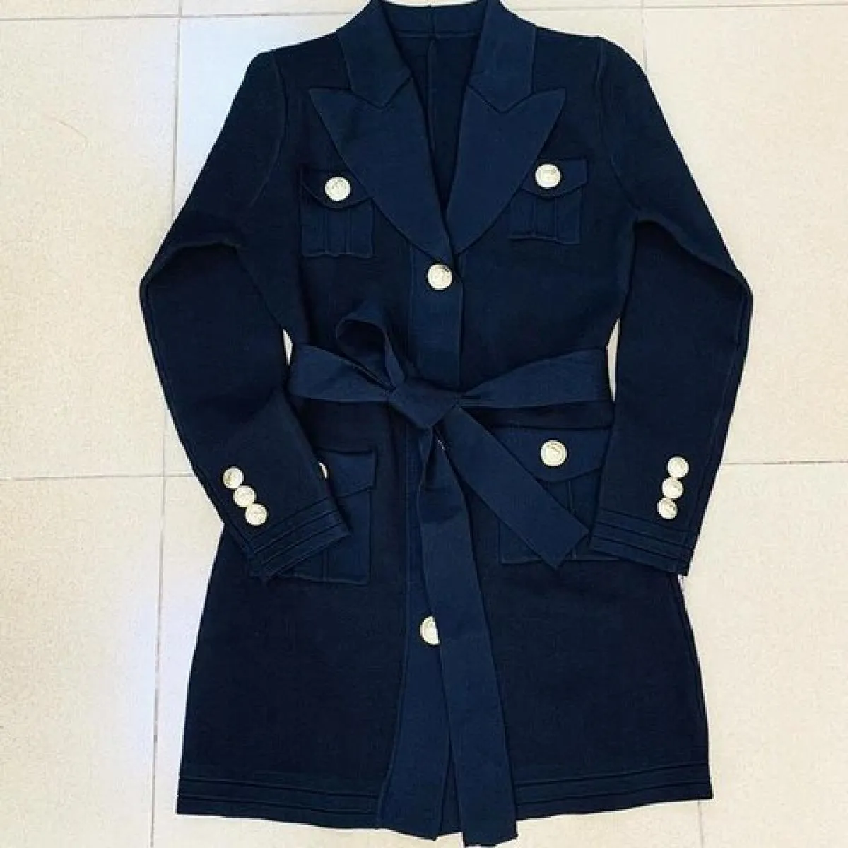 High Street più recente 2022 Designer Fashion Jacket Donna manica lunga Colletto dentellato Bottoni leone Cardigan lavorato a ma