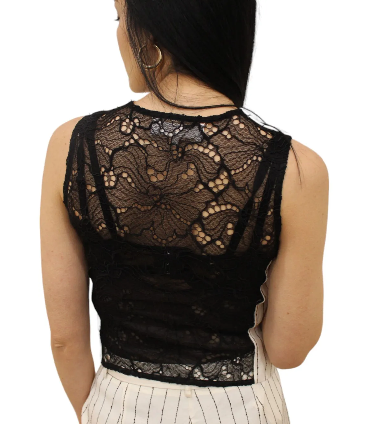 Kocca Donna Gilet  A Righe Con Fodera In Pizzo Guy