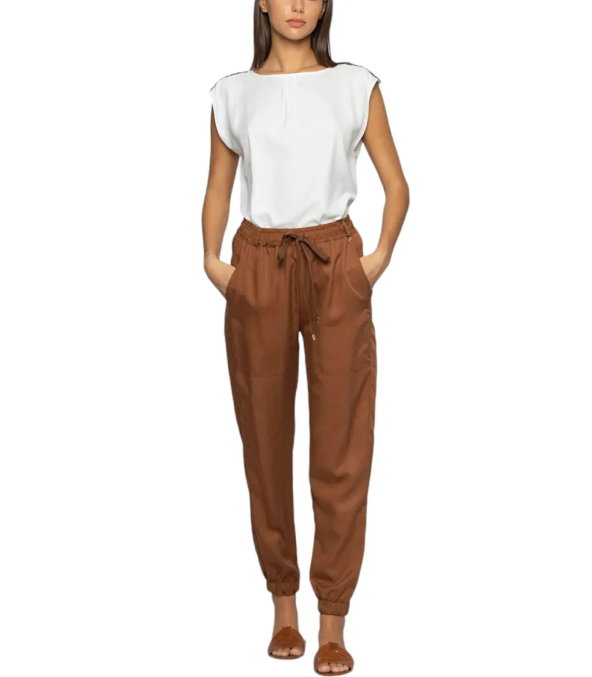 Kocca Donna Pantaloni  Con Vita E Fondo Gamba Elasticizzati Zeos