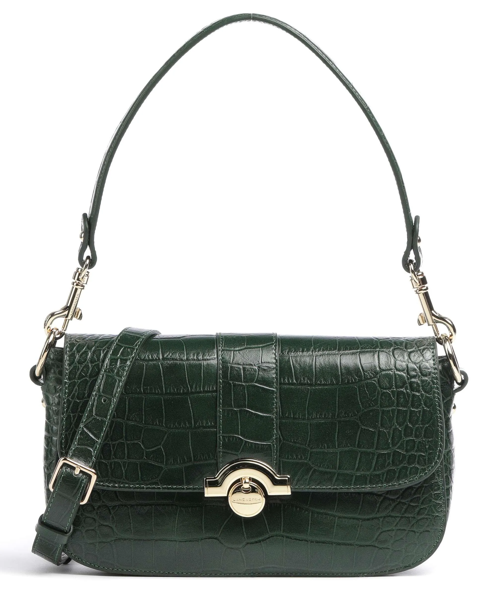  Lancaster Exotic Croco CN Borsa a spalla pelle di vacchetta goffrata verde scuro  