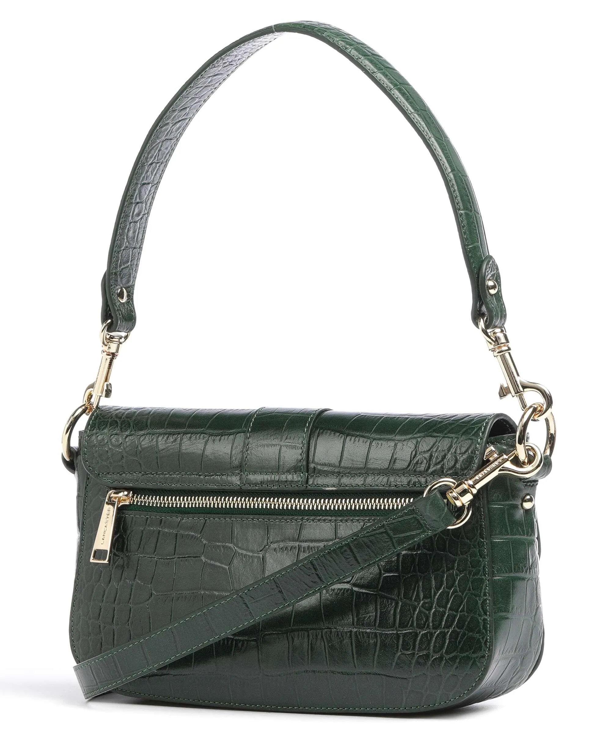  Lancaster Exotic Croco CN Borsa a spalla pelle di vacchetta goffrata verde scuro  