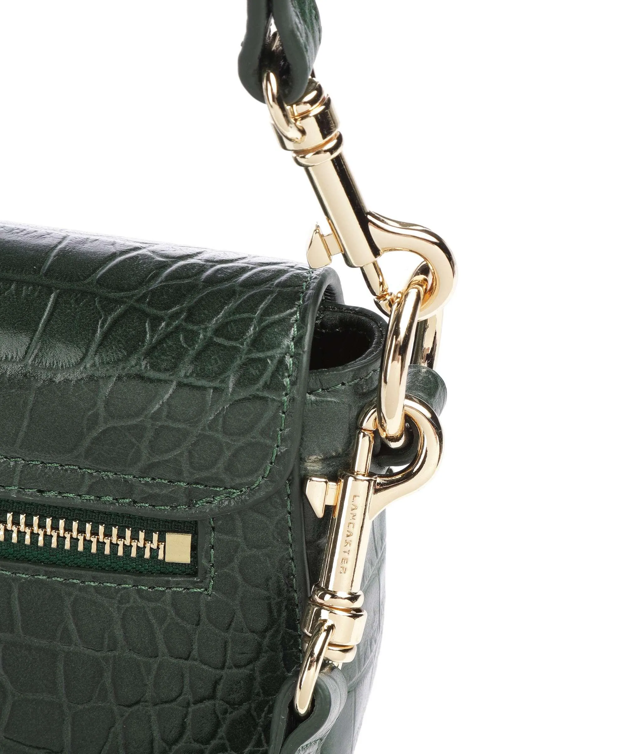  Lancaster Exotic Croco CN Borsa a spalla pelle di vacchetta goffrata verde scuro  