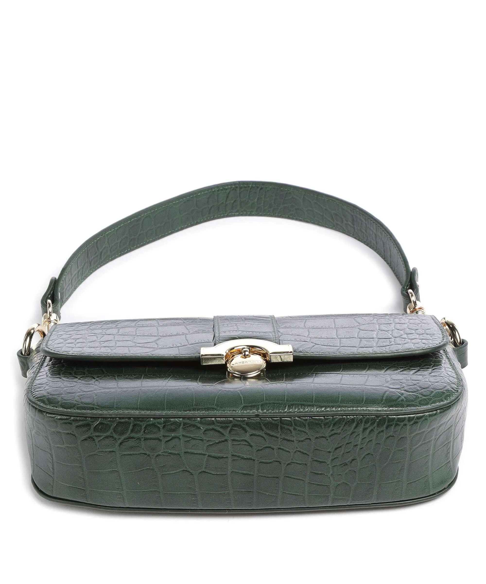  Lancaster Exotic Croco CN Borsa a spalla pelle di vacchetta goffrata verde scuro  