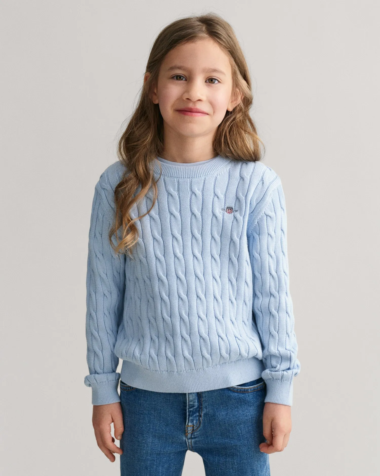 Maglia girocollo in cotone a trecce Shield Kids    