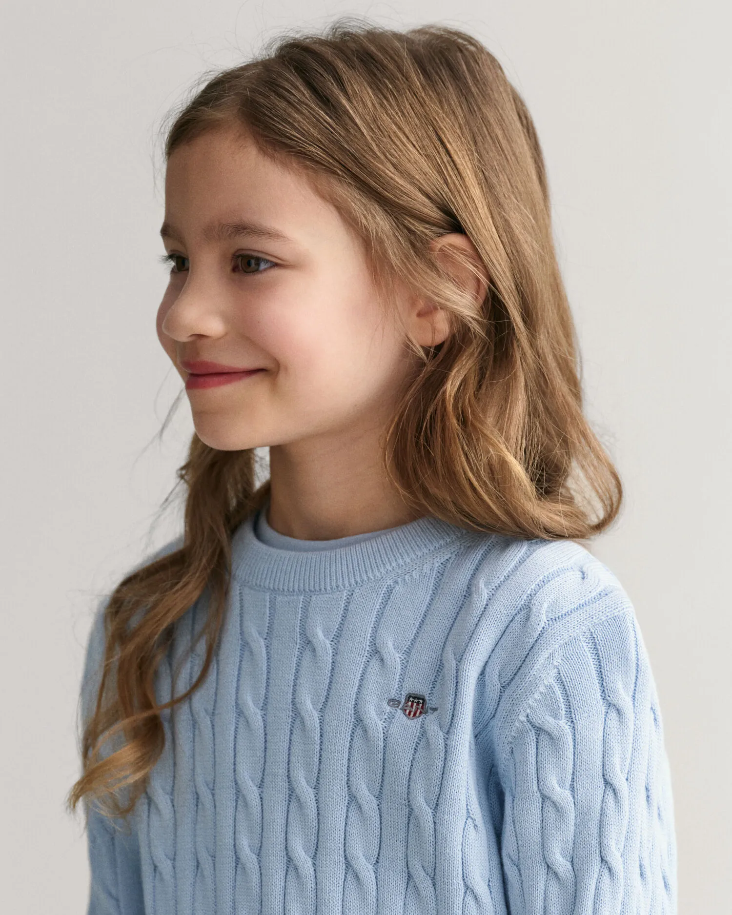Maglia girocollo in cotone a trecce Shield Kids    