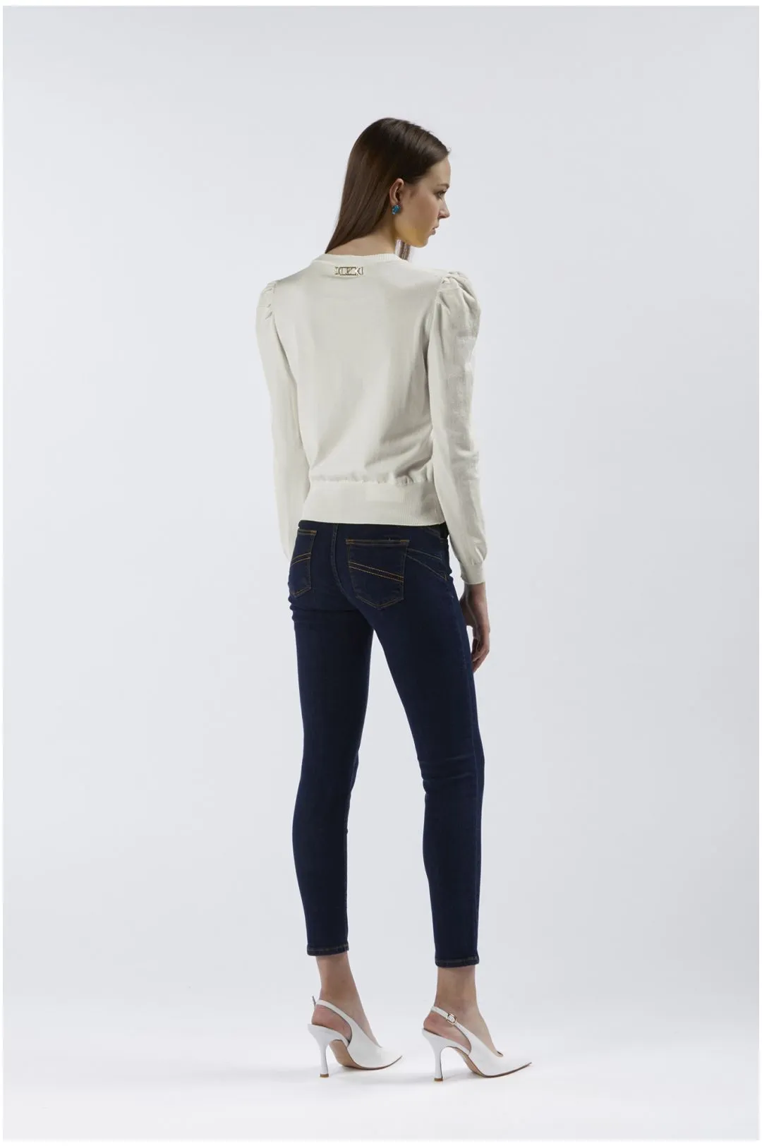 maglia girocollo in misto viscosa bianco