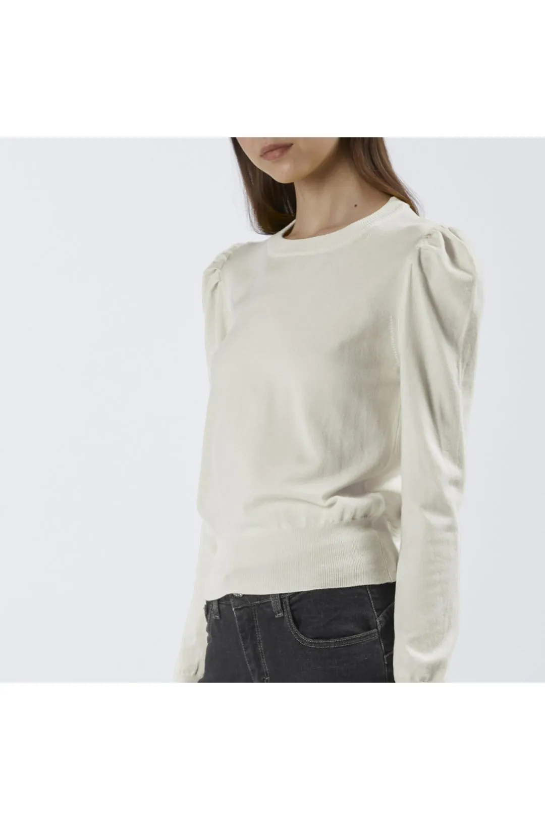 maglia girocollo in misto viscosa bianco