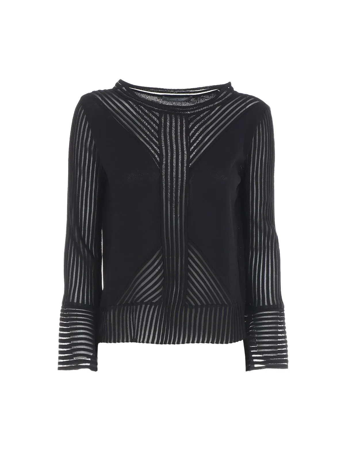 MAGLIA NERA CON INTARSI A COSTINE