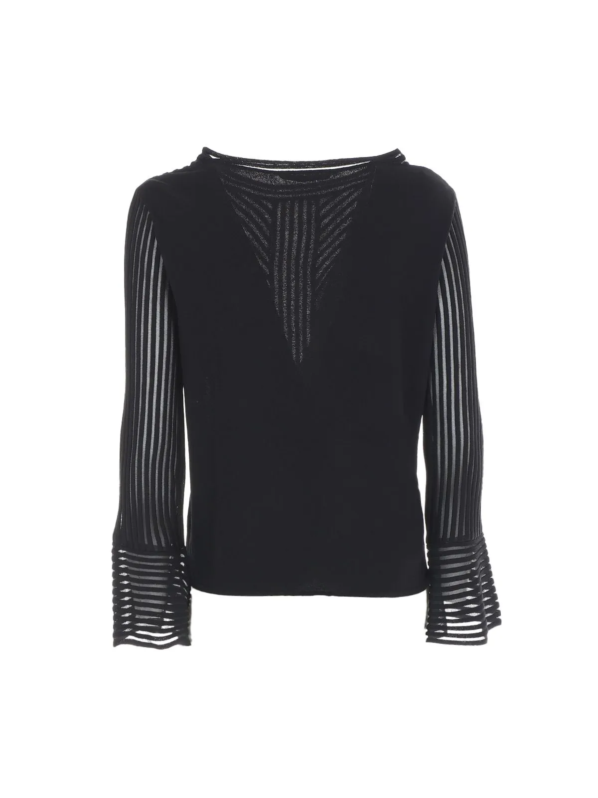 MAGLIA NERA CON INTARSI A COSTINE