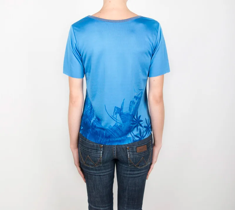 Maglietta blu con stampa blu
