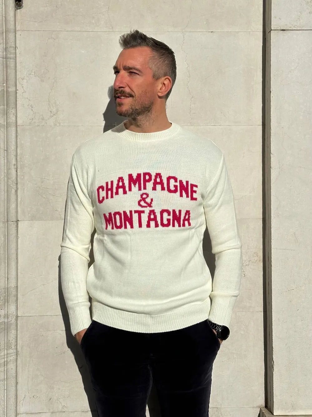 Maglione champagne e montagna