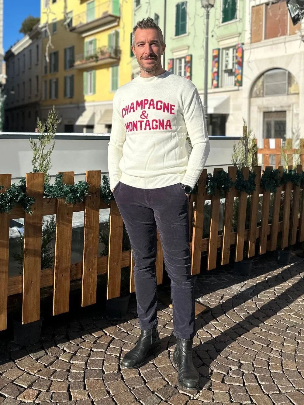 Maglione champagne e montagna