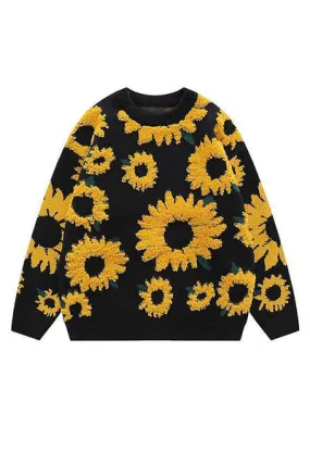 Maglione Crisantemo Nero Girocollo