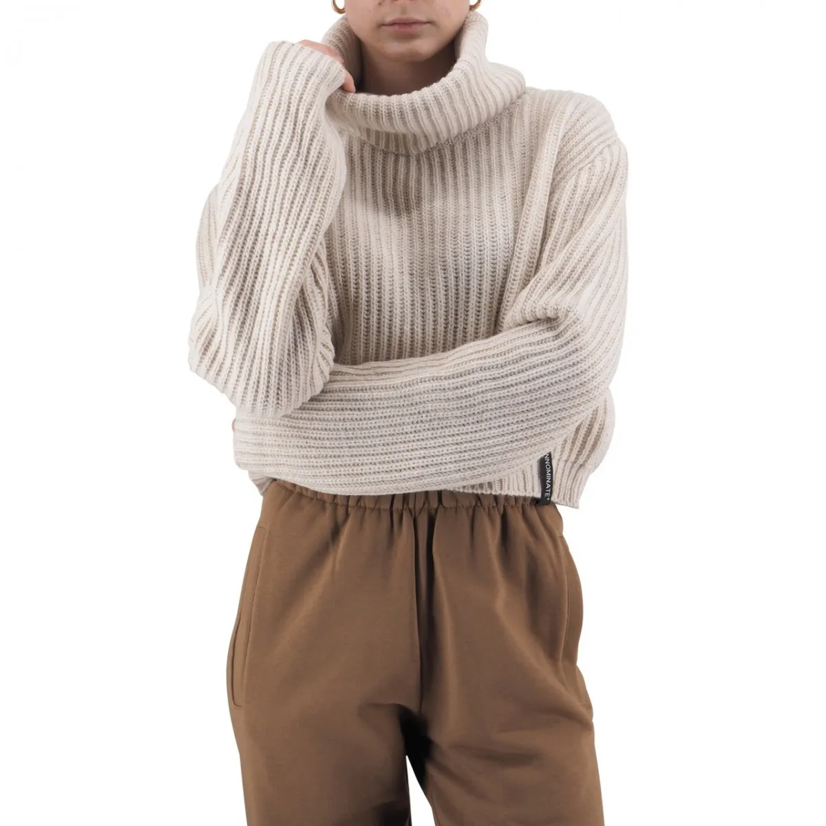 Maglione Crop Dolcevita Logato