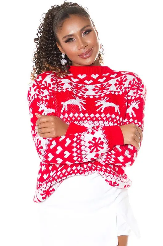 Maglione Natalizio MAI066 rosso