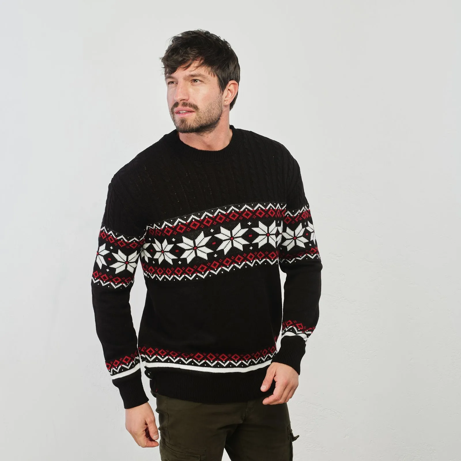 Maglione nero stampa natale