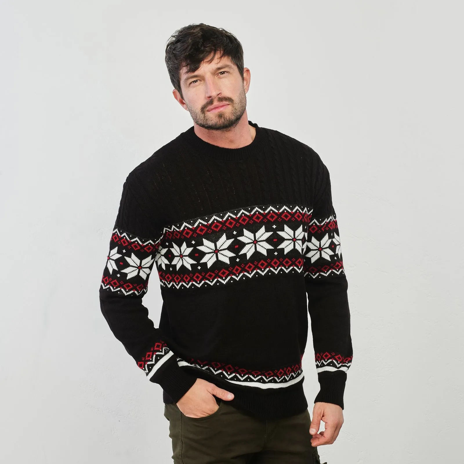 Maglione nero stampa natale