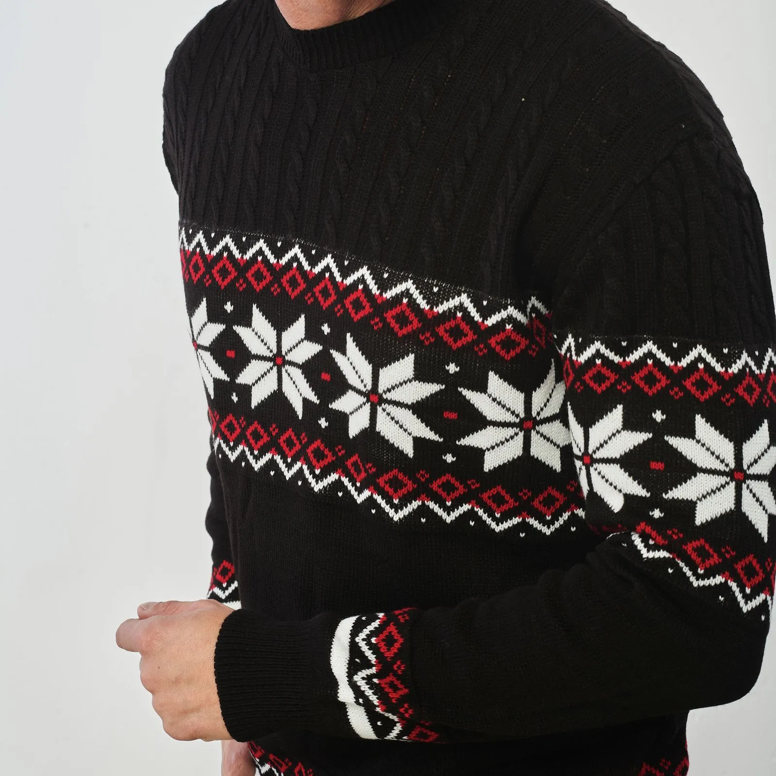 Maglione nero stampa natale