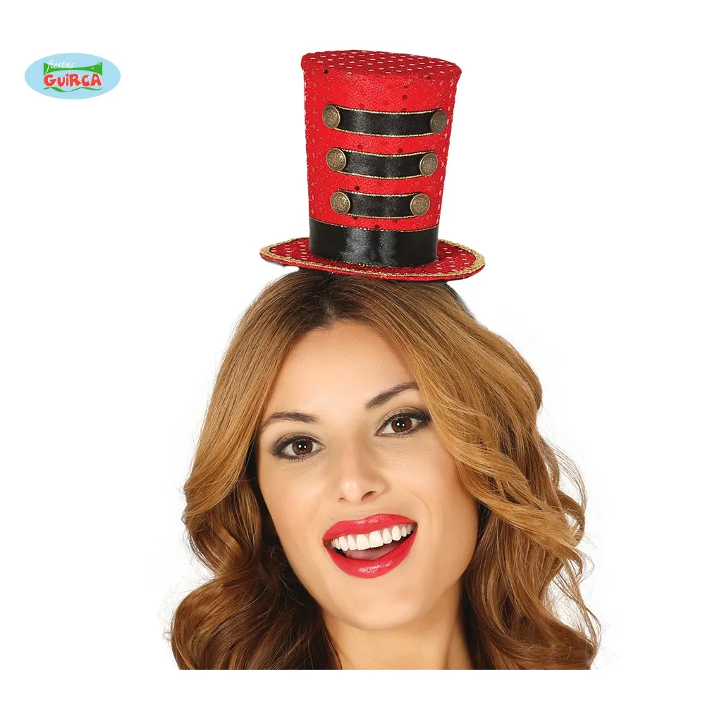 Mini cappello a cilindro rosso da majorette per feste a tema o feste