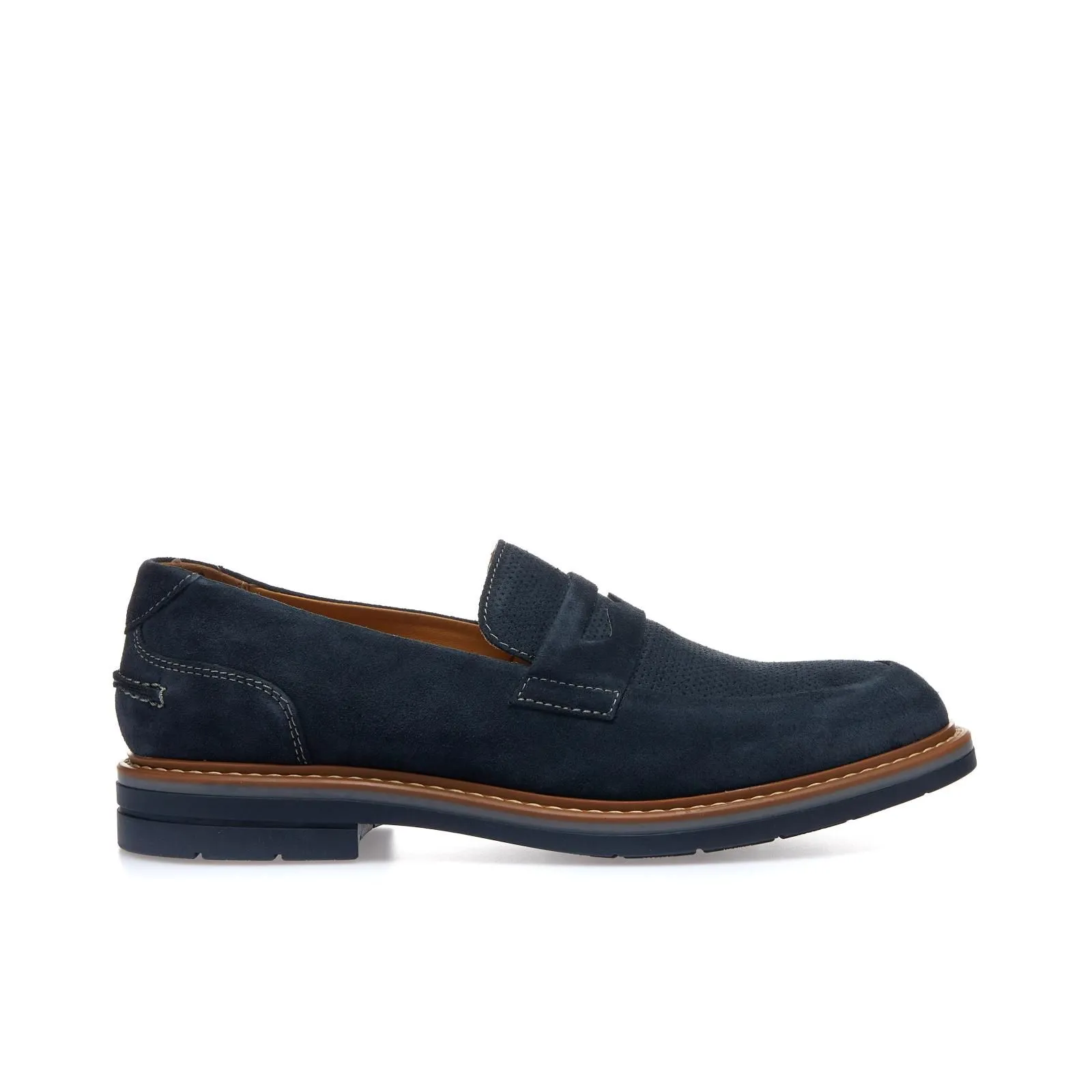 Mocassini blu casual in suede