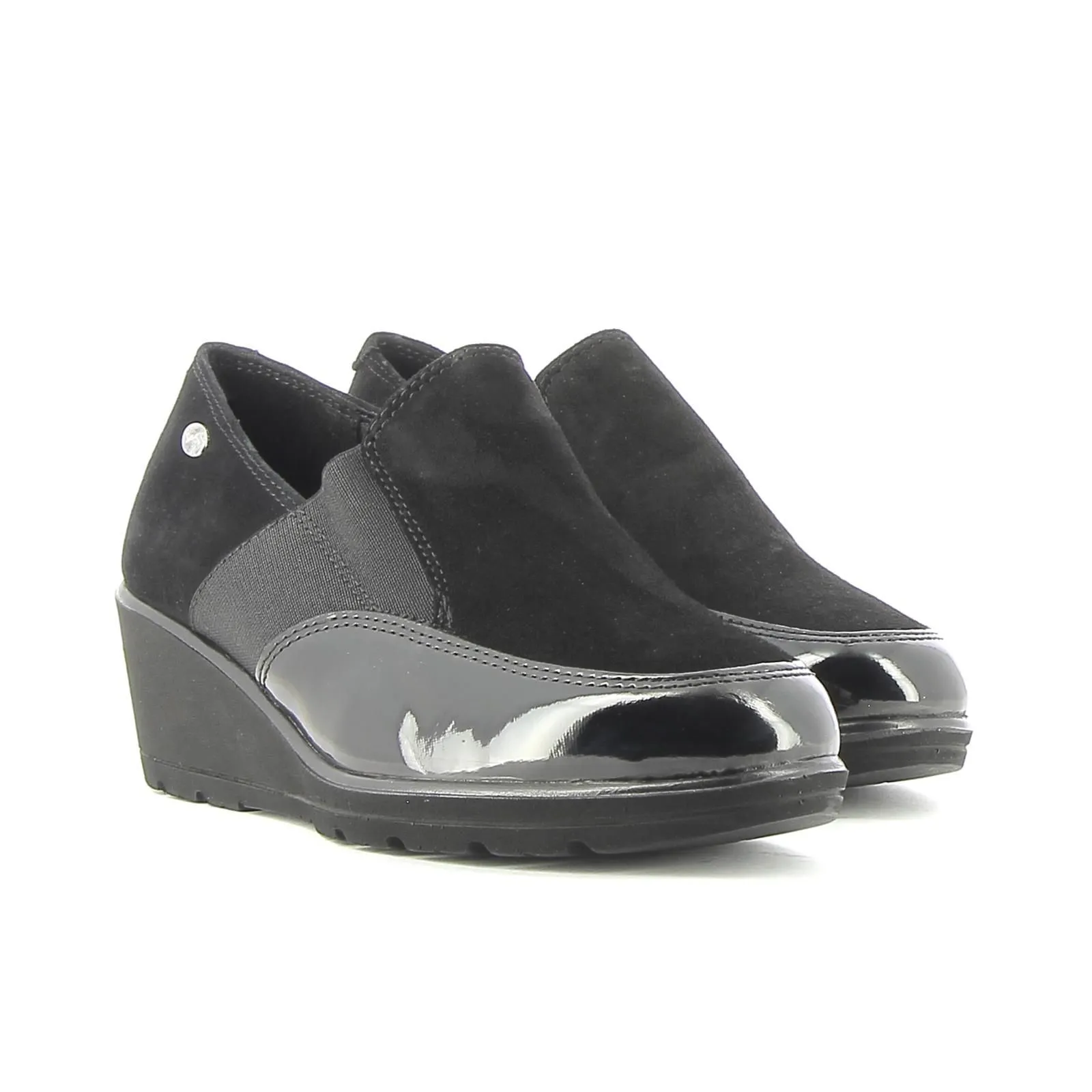 Mocassini neri con zeppina comfort