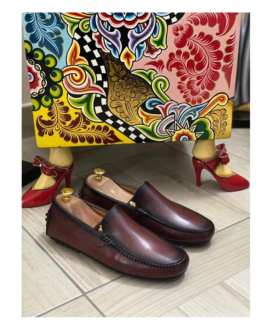 Mocassini uomo, bordeaux - Con nappine