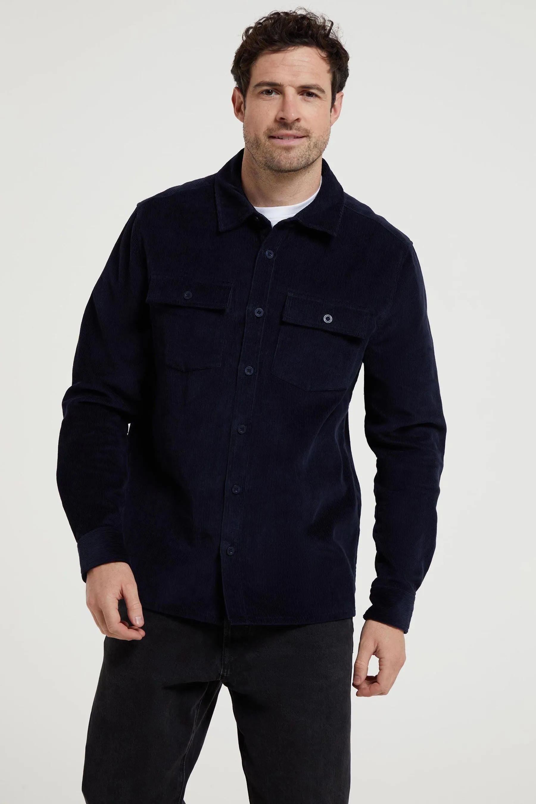 Mountain Warehouse Camicia Uomo Farrow Co-ord Manica Lunga 100% Cotone    