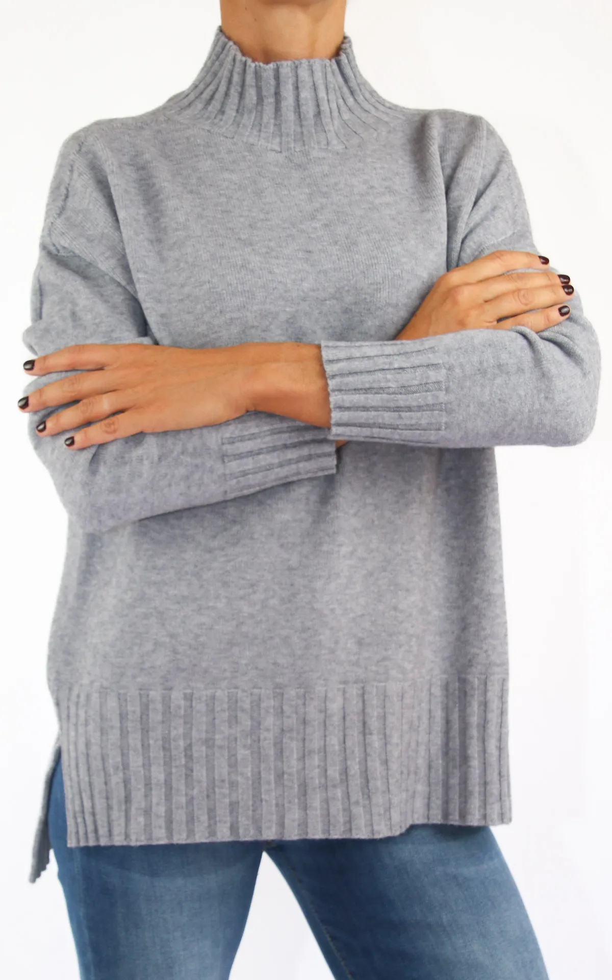 Off-on – Maglia viscosa lupetto – grigio