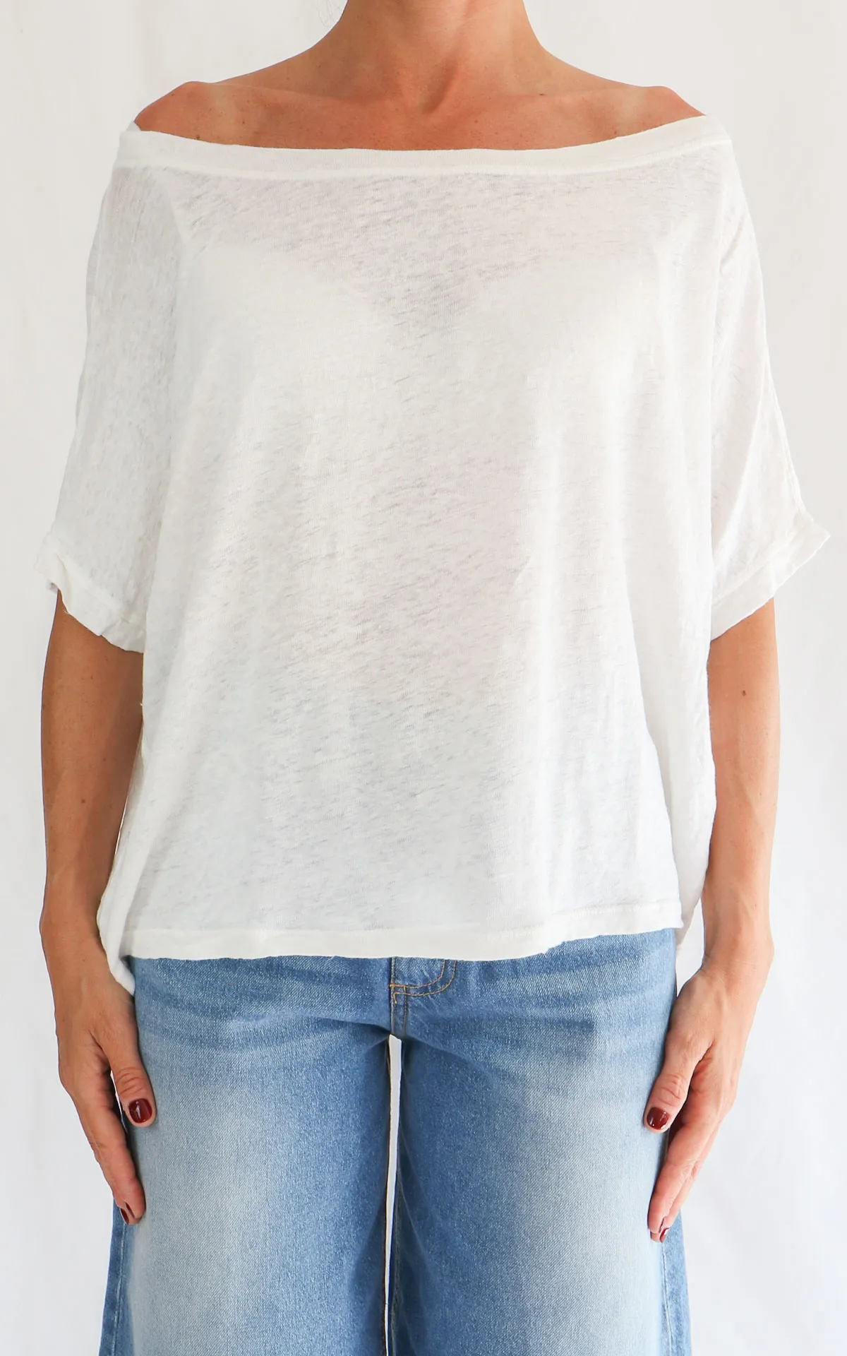 OFF-ON – T-SHIRT SCOLLO BARCA – BIANCO