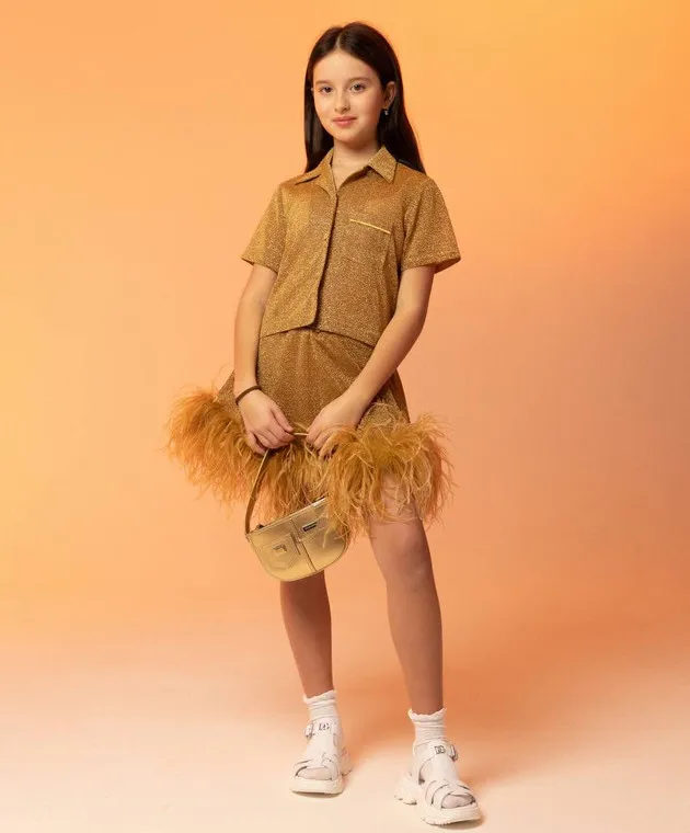 Oseree Camicia marrone per bambini OSEMINI LUMIERE BOWLING con lurex LCS216GLUREX