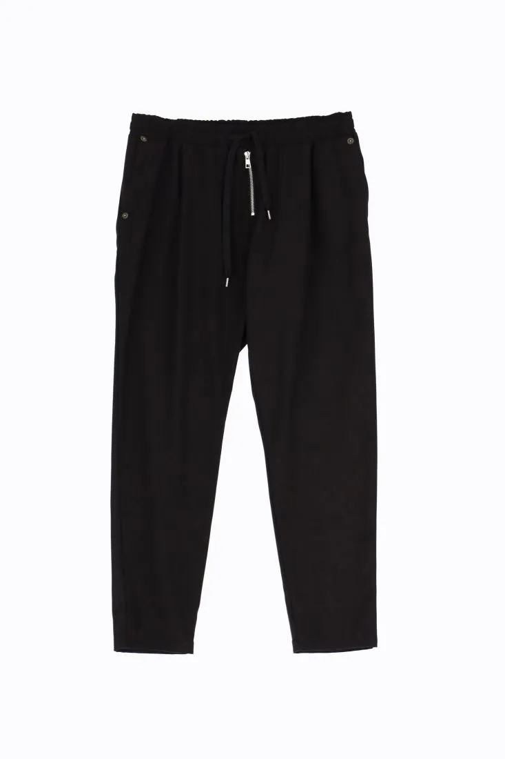 Pantaloni baggy con zip e coulisse