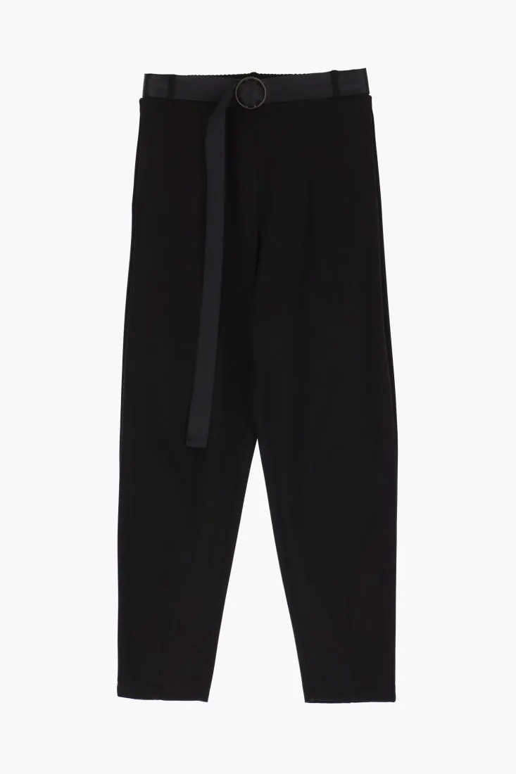Pantaloni baggy monocolour con cintura tono su tono