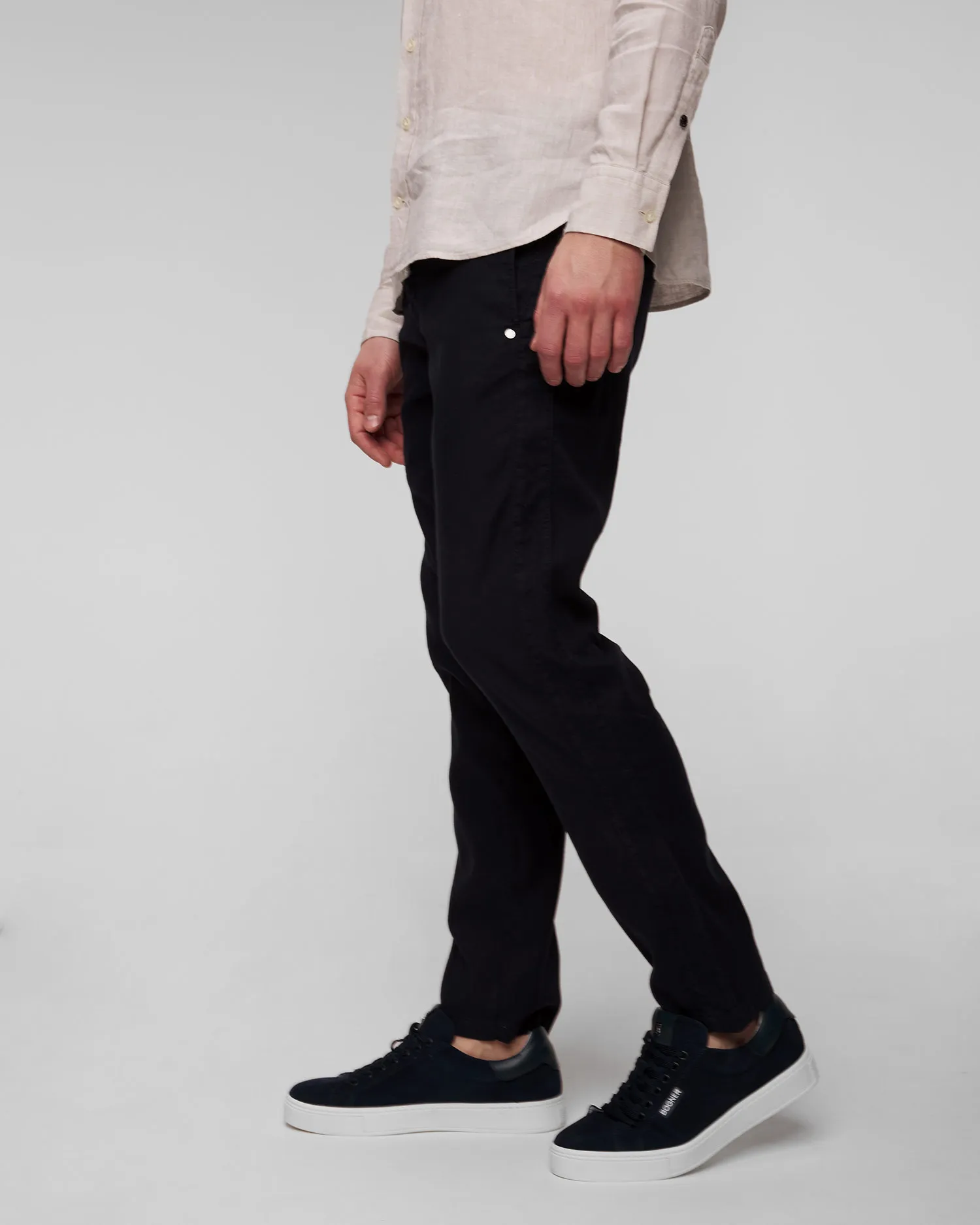 Pantaloni blu scuro in lino da uomo BOGNER Riley-G5 18507335-464