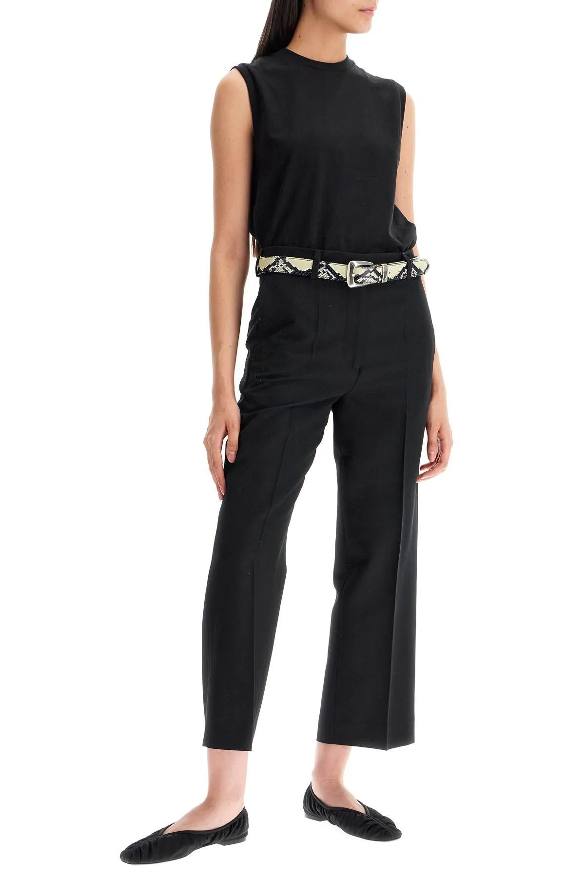 Pantaloni cropped in misto lana