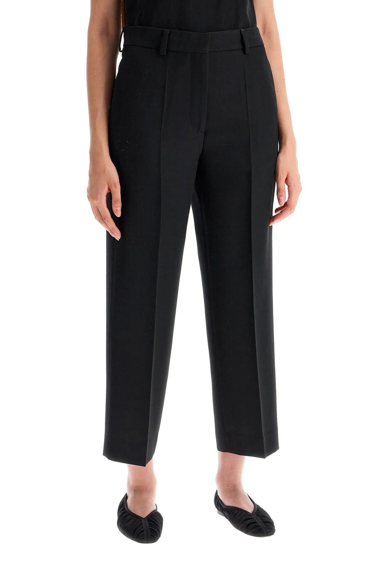 Pantaloni cropped in misto lana