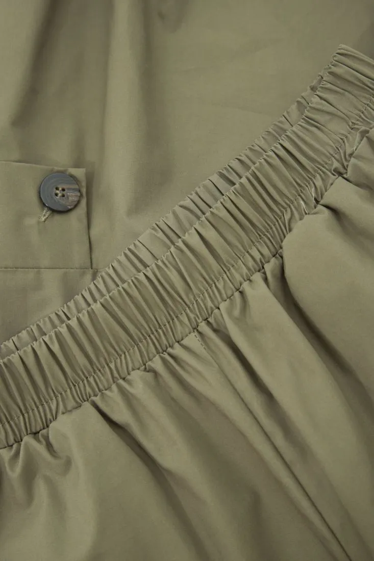 Pantaloni culotte in puro cotone con pattina e bottone