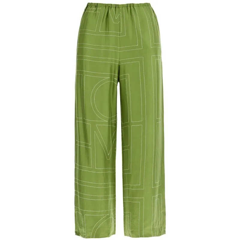 Pantaloni in seta ricamo monogram